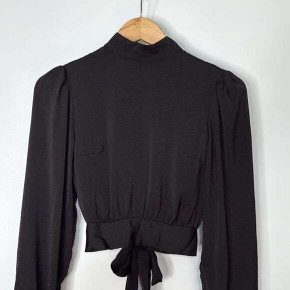 H&M Divided Black Long Sleeve Open Back Blouse Size 2 - Picture 2 of 8